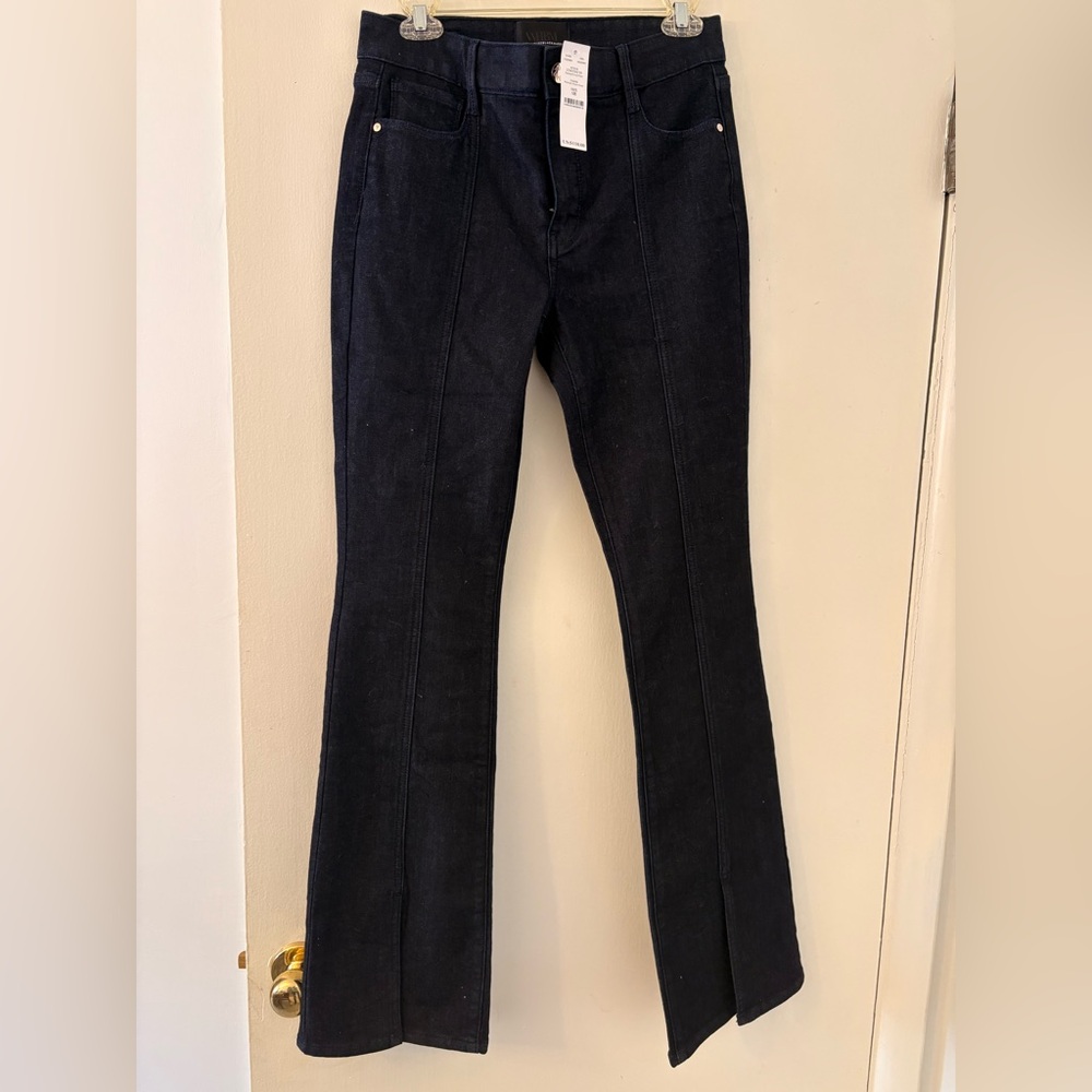 White House Black Market Dark Navy Bootcut Jeans With a Slit